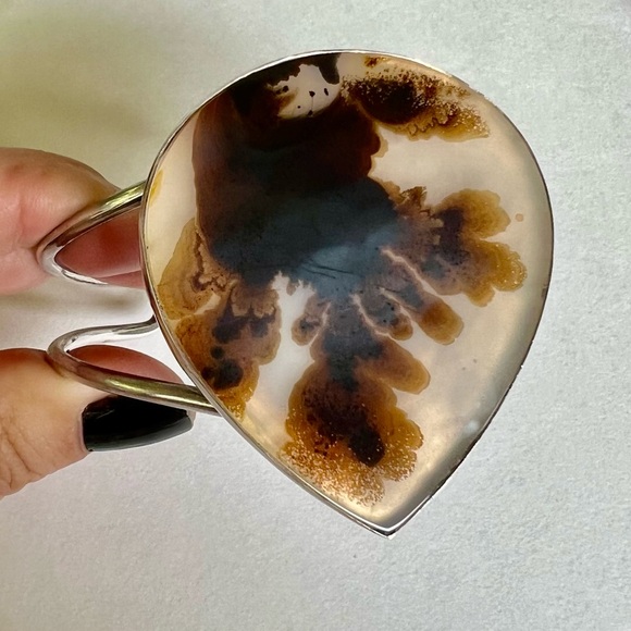 Solid Sterling Dendritic Agate Cuff - Picture 3 of 6